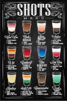 hand drawn chalkboard drinks menu vector