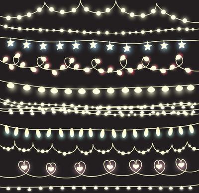 cute lights borders vector set