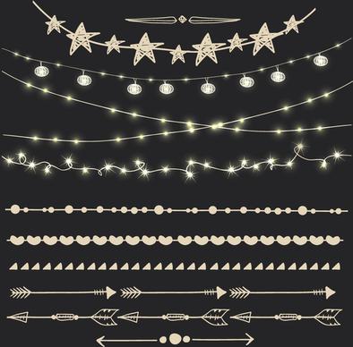 cute lights borders vector set