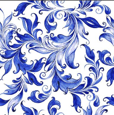 beautiful blue floral vector seamless pattern