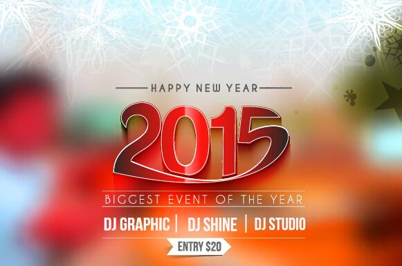 2015 new year blurs backgrounds vector set