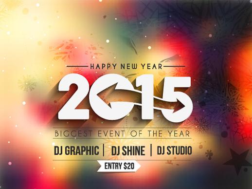 2015 new year blurs backgrounds vector set