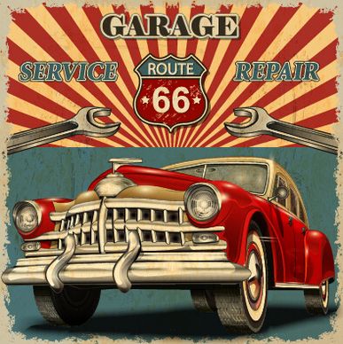 vintage car poster grunge style vector