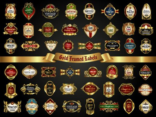 classical golden labels luxury vector