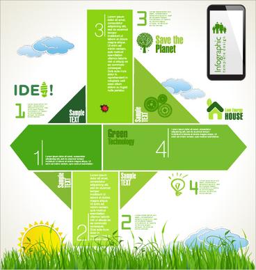 modern ecology infographics green template vector