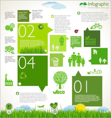 modern ecology infographics green template vector