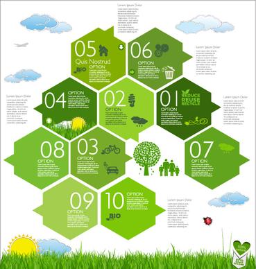 modern ecology infographics green template vector