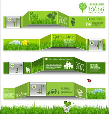 modern ecology infographics green template vector