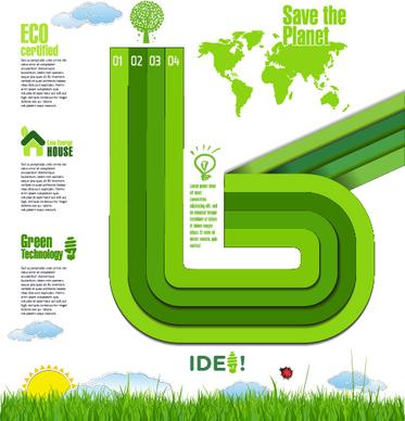 modern ecology infographics green template vector