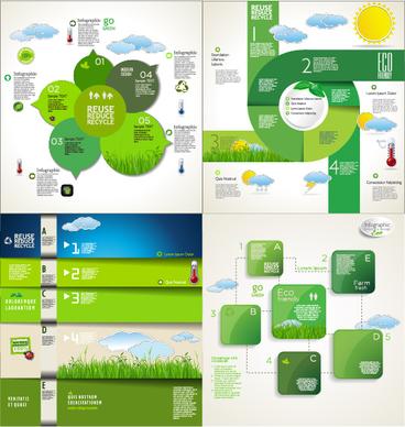 modern ecology infographics green template vector