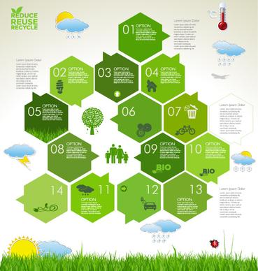 modern ecology infographics green template vector