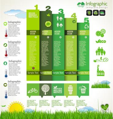 modern ecology infographics green template vector