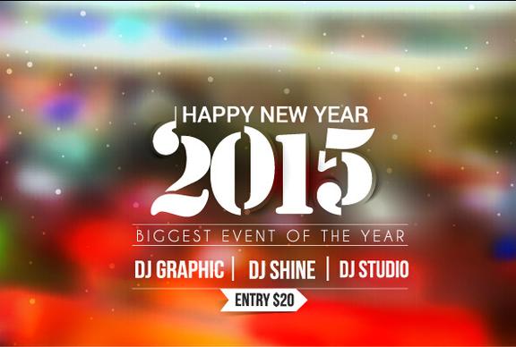 2015 new year blurs backgrounds vector set