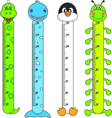 funny baby height measure cartoon vector