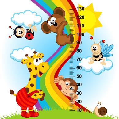 funny baby height measure cartoon vector