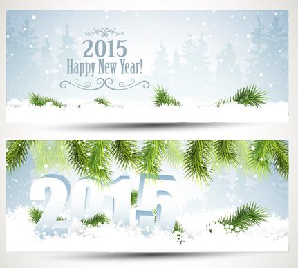 2015 happy new year winter banners vector