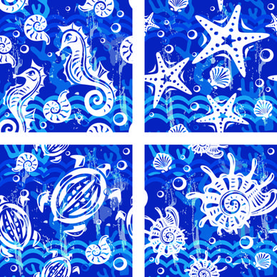 nautical elements blue seamless pattern vector