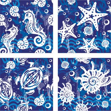 nautical elements blue seamless pattern vector