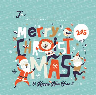 funny christmas cartoon elements vector