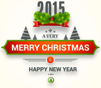 2015 new year and merry christmas label design vector