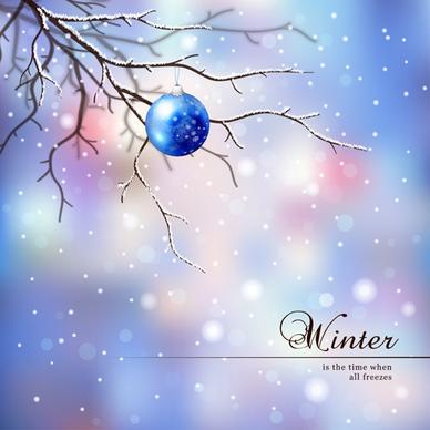 tree branch and blurs winter background vector