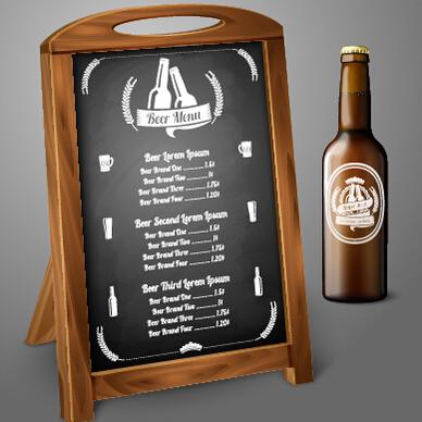 beer menu and beer bottle vector