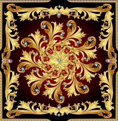 beautiful precious stones and diamonds floral pattern vector