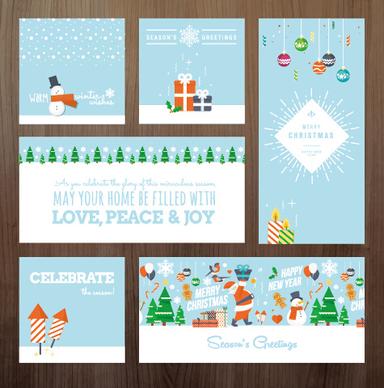 2015 xmas and new year greeting cards kit vector