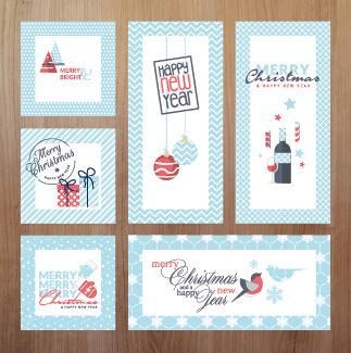 2015 xmas and new year greeting cards kit vector