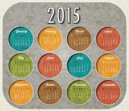 vintage grunge calendar15 round vector