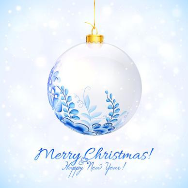 blue floral christmas ball art background vector