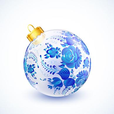 blue floral christmas ball creative vector