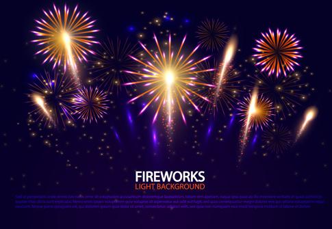 beautiful fireworks light background art vector