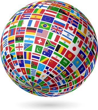 earth and world flags vector graphics