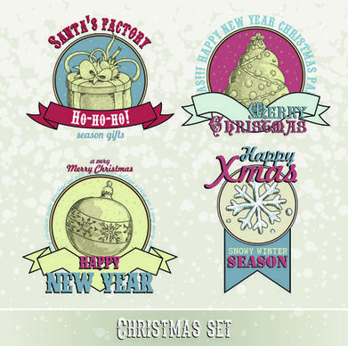 vintage15 christmas labels vector set