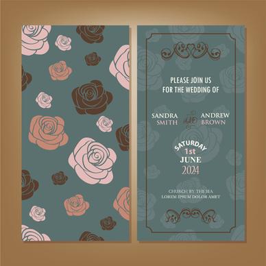 vintage flower wedding invitation cards vector