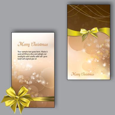 pretty bow christmas cards design vector