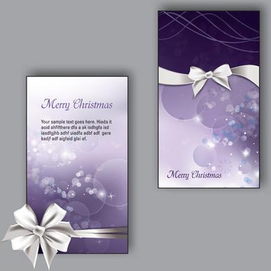 pretty bow christmas cards design vector