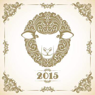 sheep new year15 retro vector background