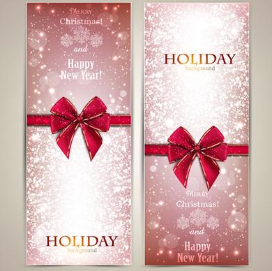 christmas and new year gift cards ornate vector