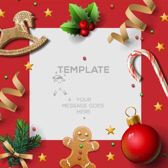 wooden baubles merry christmas vector cards