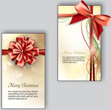 pretty bow christmas cards design vector