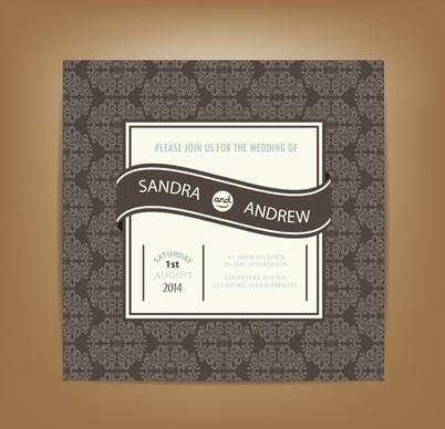 beige floral wedding cards vectors