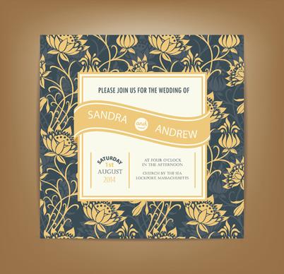 beige floral wedding cards vectors