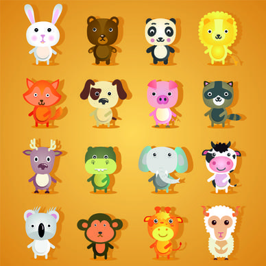 lovely animal cartoon style vector