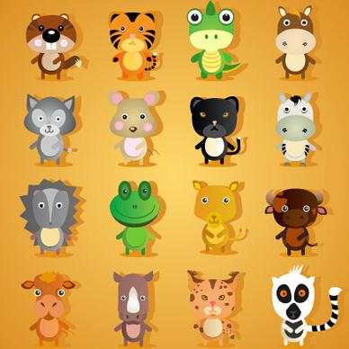 lovely animal cartoon style vector