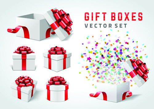 white gift box with red bow vector