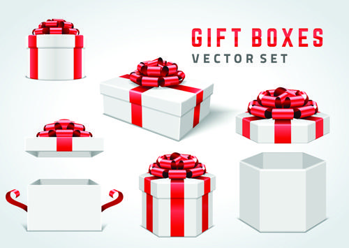 white gift box with red bow vector