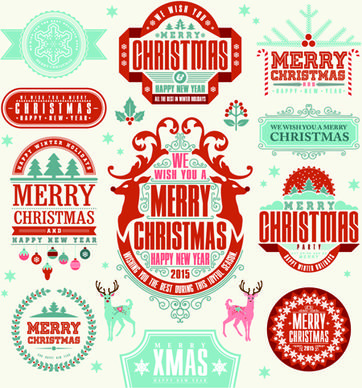 delicate15 christmas labels ornaments vector