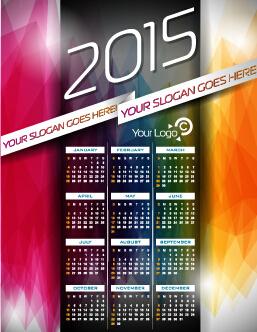 grid calendar15 with abstract background vector